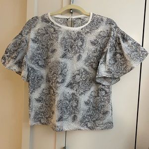 Senlis Black and White Flower Top Size: XS